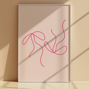 Pink Bows Print, Coquette Ribbon Wall Art ,Trendy Poster ,Aesthetic Print, Preppy Home Decor,Preppy Dorm Preppy Print