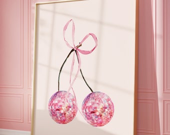 Cherry Disco Ball Print: Rosa Schleife im Studentenwohnheim (PDF & JPG)