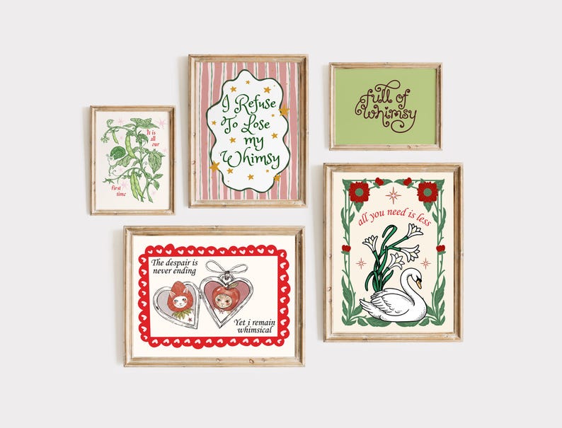 40 Mega Whimsical Gallery Wall Set, Whimsy Dopamine Decor Bundle, Eclectic Cottagecore Prints, Maximalist Room Decor, Aesthetic Posters image 7
