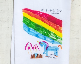 Custom Kids' Art Flour Sack Dish Towels - Made to Order - printed directly onto towel