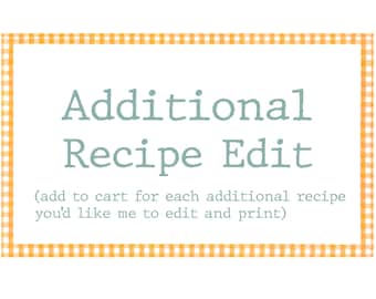 Additional Recipe Edit for Custom Recipe Towel Orders