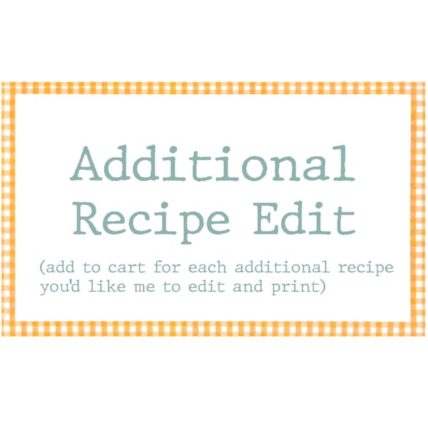 Additional Recipe Edit for Custom Recipe Towel Orders
