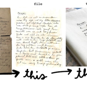 May include: A handwritten letter on a piece of paper, a file, and a towel. The letter is written in German and says "Marzipan".