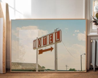 Vintage motellskyltfotografi – Retro amerikanskt tryck (digital nedladdning)