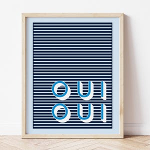Oui Oui Funny Bathroom Wall Art - Toilet Humor, Frnech Pun - Washroom Decor - Minimalist Typography Print - Cloakroom Poster - Restroom Sign