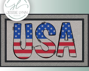 USA Patriotic America - Front Porch Doormat