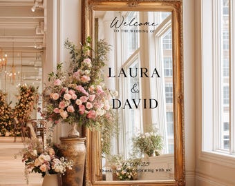 Custom Wedding Mirror Vinyl Decal - Names & Date