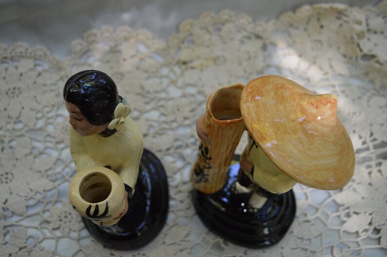 Walter Wilson Bud Vase pair for theme wedding decor Asian Art Figurine Pair