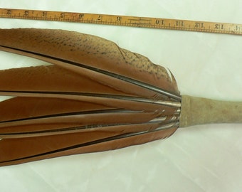 Smudge fan, peacock wing feathers with suede handle, ready for your personal touch