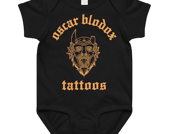 Baby jersey bodysuit Oscar Blodox Tattoo Artist Logo