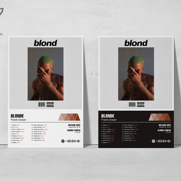 Blonde Poster | Frank Ocean Album Cover | Blonde Album Poster | Home Decor | Music Poster | Digital Download | Wall Art