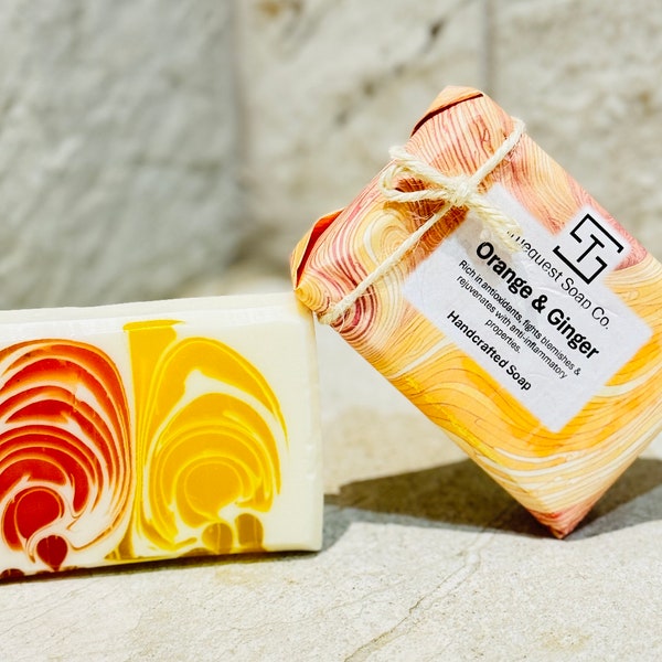 Spicy Orange & Ginger Luxury Handmade Soap Bar Gifts - Cruelty, Plastic, SLS/Paraben Free