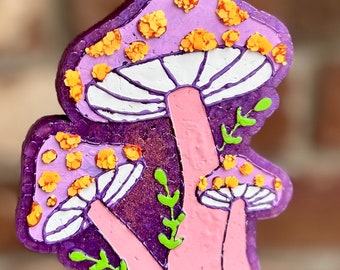 Whimsical mushroom freshie. Great graduation and birthday gift - Pina Colada scented.