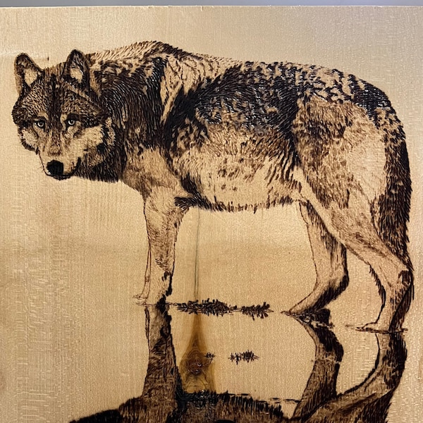 Wolf Woodburning Pyrography Wildlife Art