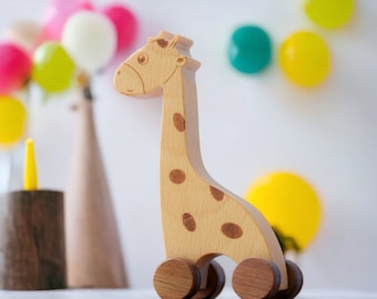 Handmade Wooden Giraffe Push Toy | Best Newborn, First Birthday and Christmas Gifts ideas for Babies and Toddlers