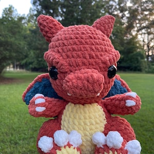 Crochet jumbo baby charizard inspired plushie