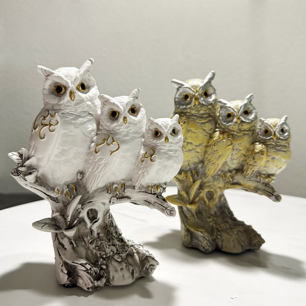 Owl Family Figurine Durable Resin - Perfect for Home decor & Office - Perfect for book shelf - Table
