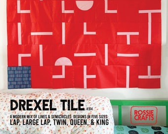Drexel Tile PDF Pattern. Modern Quilt Pattern. Drexel Quilt. Tile quilt.  Solid quilt.  Rossie Crafts #104