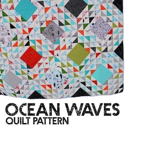 Ocean Waves PDF quilt pattern.  Modern quilt PDF. Accuquilt pattern.  Half-square triangle pattern.