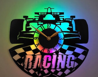Racing Car Wall Clock, Racing Car Decor, Formula Car Clock, Motorsports Themed Clock, Speed Enthusiast Gift,  Car Lover Decor