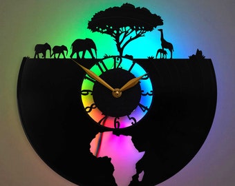 Africa Wall Clock, Africa Decor, Giraffe Clock, Elephant Clock