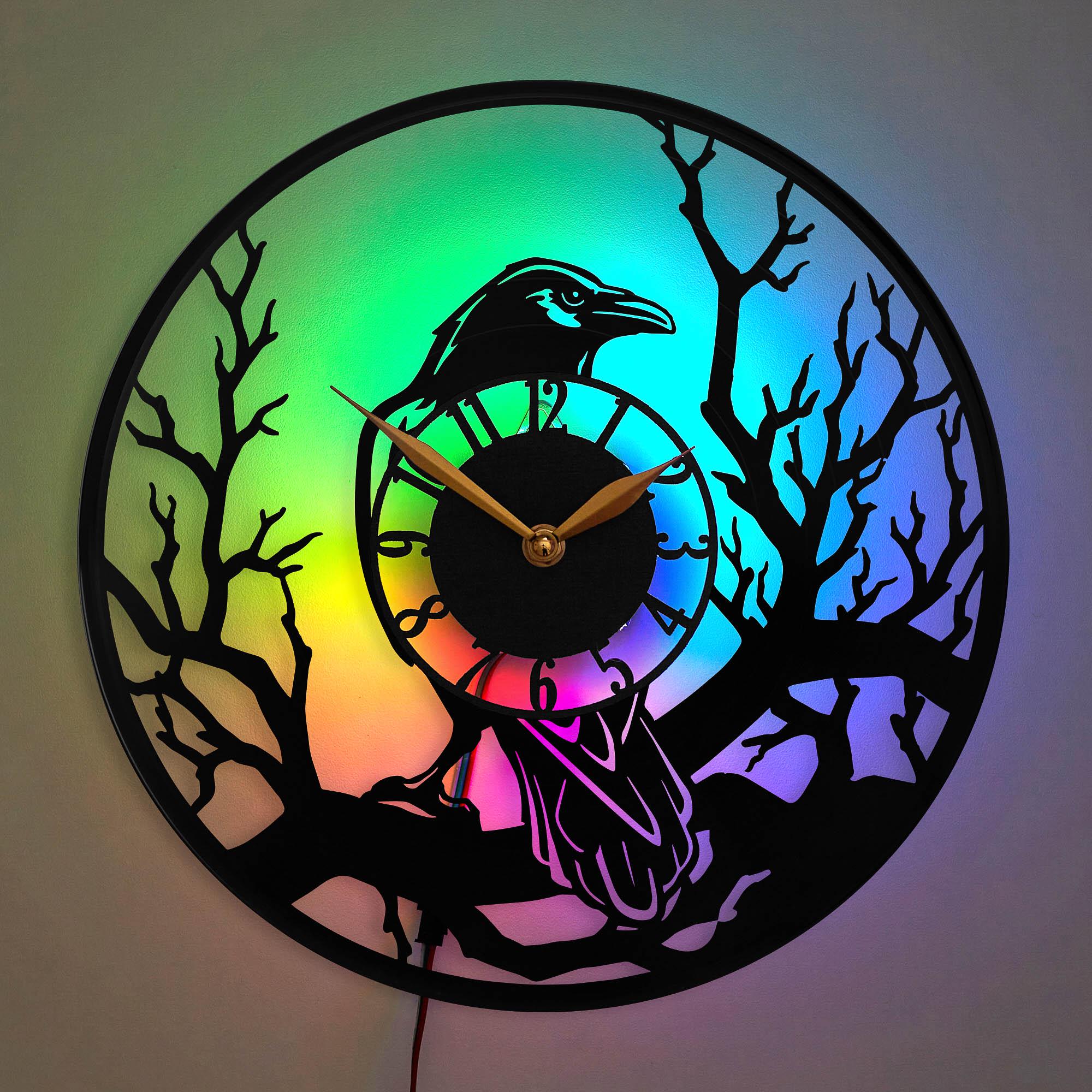 Crow Wall Clock, Raven Clock, Haunted Forest Clock, Witchy Wall