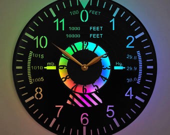 Airplane Clock, Altimeter clock, Aviation Decor