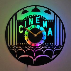 Cinema Clock, Movie Theater Clock, Gift Idea, Wall Decor, Hollywood Clock
