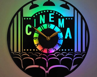 Cinema Clock, Movie Theater Clock, Gift Idea, Wall Decor, Hollywood Clock