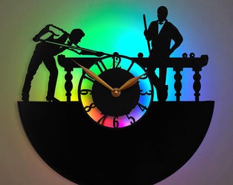 Billiard Wall Clock, Billiard Gift, Pool Clock, Snooker Clock, Billiards Theme Clock, Players Silhouette Clock
