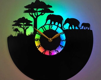 Elephant Clock, Elephant Gift, Safari Clock, Africa Decor