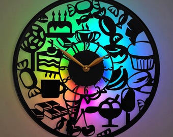 Candy Clock, Food Theme Clock, Sweets and Desserts Clock, Cake Clock, Cupcake Clock, Coffee Cup Clock, Lollipop Clock