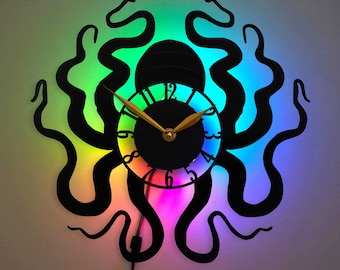 Reloj de pulpo, decoración de pared de pulpo, idea de regalo de pulpo