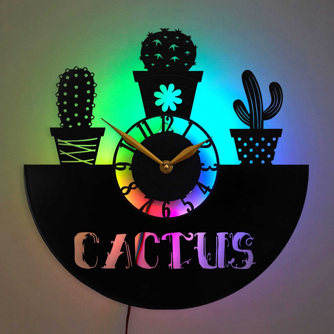 Cactus Wall Clock, Cactus Gift Idea, Cactus Decor, Desert Plant Theme ...