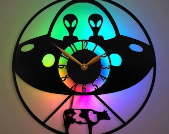 Space Theme Clock, Alien Clock, Spaceship Wall Art Clock, Paranormal Wall Clock, Futuristic Room Decor