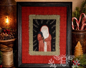 Midnight Delivery - Christmas Punch Needle *Digital Pattern* - Primitive Santa