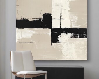 Moderne abstrakte Kunst Druck: minimalistisch schwarz & beige (Digitaler Download)