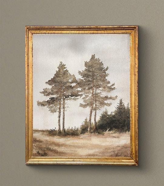 Printable, Trees, Illustration, Vintage Art, Rustic, Wall Art Print ...