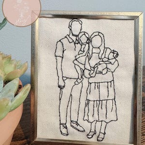 Custom Framed Hand Embroidered Photo Outline Portrait
