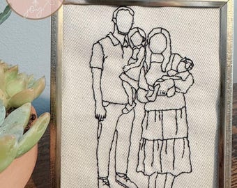 カスタムフレームの手刺繍写真アウトラインポートレート