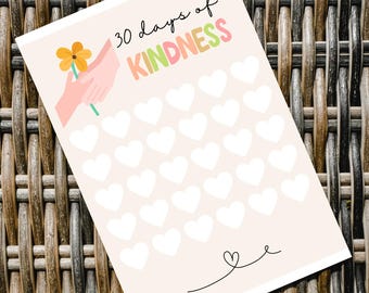 30 Days of Kindness-kalender: afdrukbare doe-activiteit (digitale download)