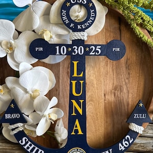 Personalized Navy Anchor Wooden Sign, Military Graduation Gift