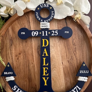 Ancla de la Marina de 16&#39;&#39;, regalo militar personalizado, arte de pared patriótico, recuerdo de graduación de campo de entrenamiento, decoración de despliegue