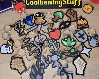 RuneScape Skill Keyrings - Old School RuneScape Collectibles, OSRS Keychains for Gamers, Pixel Icon Key Ring Gift