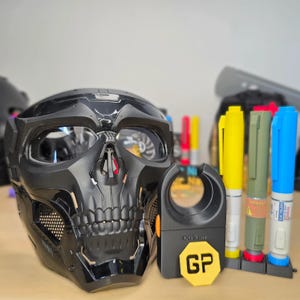 Escape From Tarkov Death Shadow Mask Cosplay Bundle with Stim Props LEDX GP Coin Tactical Airsoft Halloween Gamer Costume Replica Set