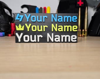 Custom Tarkov Font Nameplate Personalized Gamer Tag Sign Glow in the Dark or Classic Color 3D Printed Escape From Tarkov Desk Display Gift