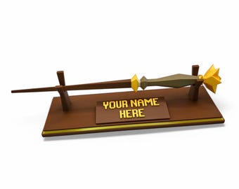 RuneScape OSRS Master Wand, Custom Nameplate Available, Cosplay Accessory, Handcrafted Wand, Silk Gold Finish, Game Themed Decoration