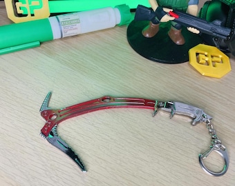 Red Rebel Ice Pick Keyring Replica Escape from Tarkov Inspired Keychain for Gamers | Metal Red Rebel Ice Axe Keyring Gift for Him