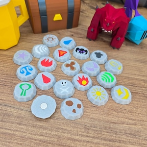 RuneScape Rune Magnets for Fridge OSRS Desk Decor, Magic Runes Set for Gamers, Elemental & Catalyst Rune Stone Replicas, Gamer Gifts for Him