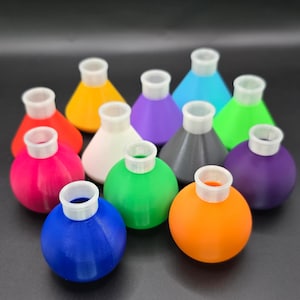 Colección de frascos científicos de Factorio, decoración impresa en 3D, tamaños personalizados, regalo para amantes de los videojuegos, tema de paquete científico